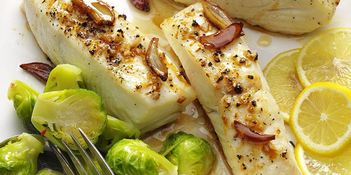 Ginger Halibut with Brussels Sprouts — NutriChef Kitchen