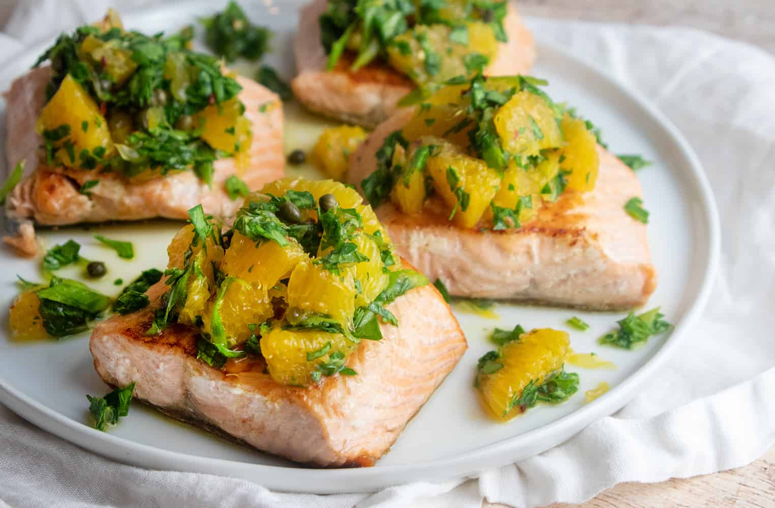 Grilled Salmon with Citrus Salsa Verde