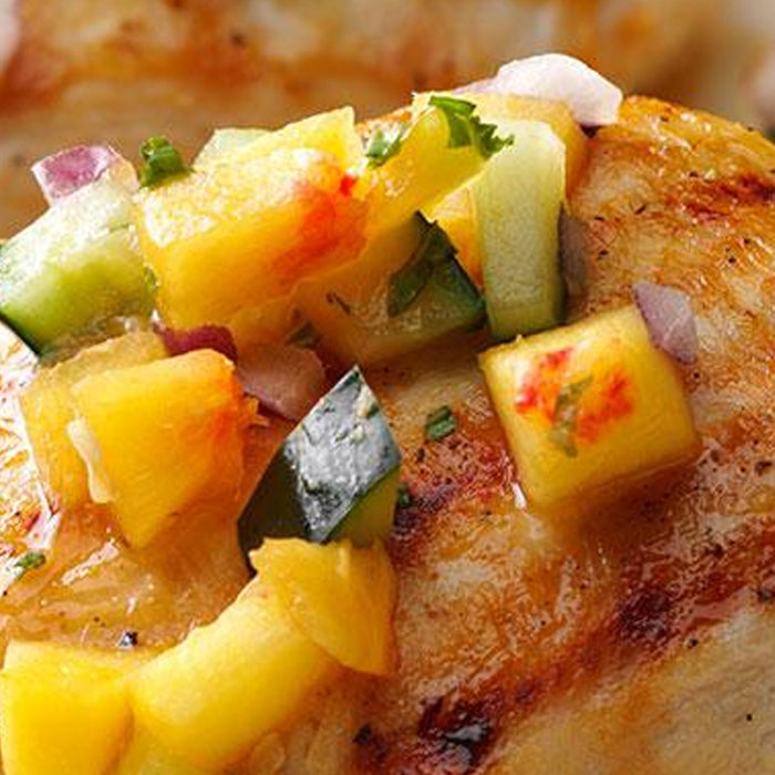 Chicken with Cucumber Melon Relish