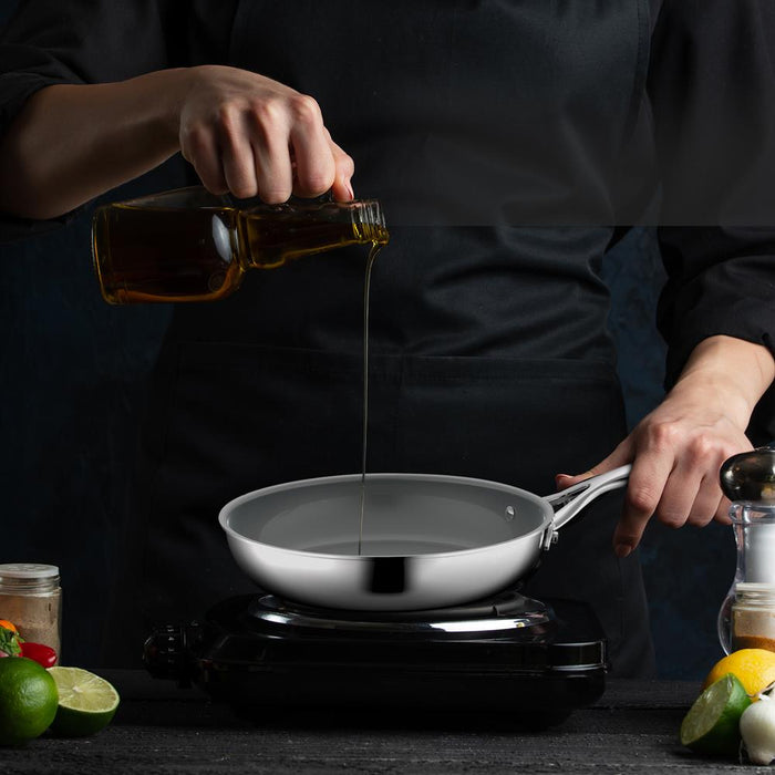 9.5" Fry Pan Non-Stick Coating Stainless Steel Handles