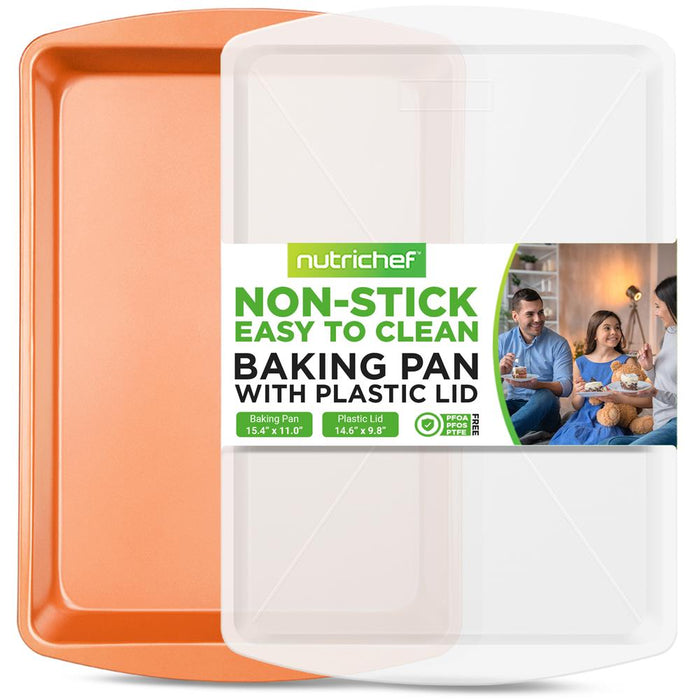 Baking Pan With Plastic Lid- Non-Stick And Stylish Metallic Coating Bake Pan With Plastic Cover,  Compatible With Model: Nc5Pcs (Copper)