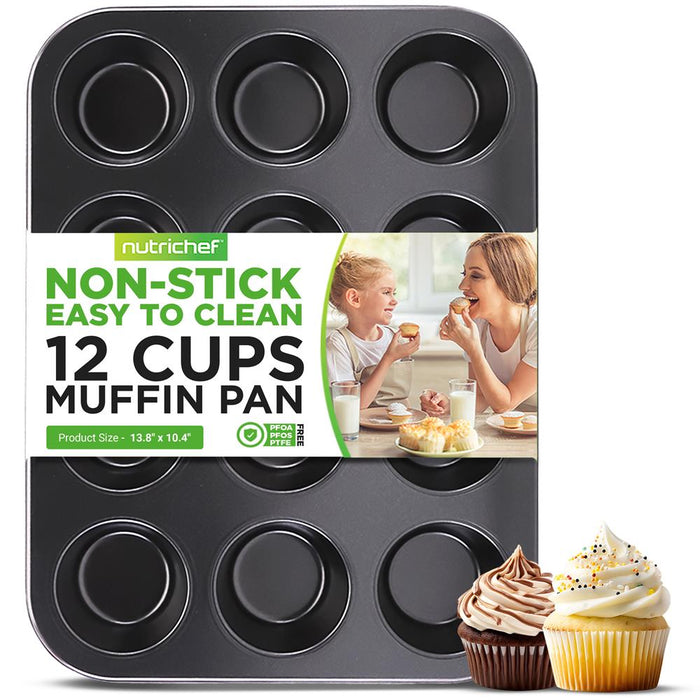 12 Cup Muffin Pan - Deluxe Nonstick Gray Coating Inside & Outside, Compatible With Model: Ncbs10S (Gray)