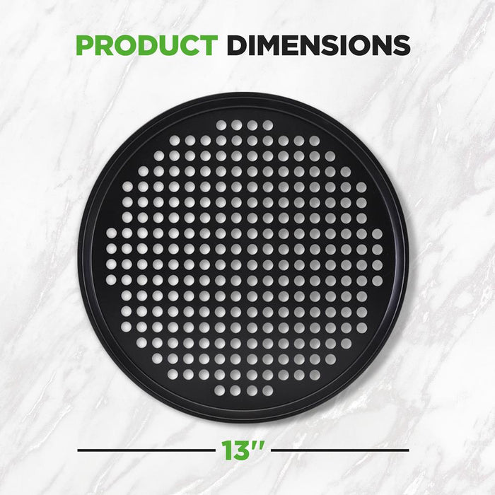 Nonstick 13" Pizza Pan Set of 10, Easy Clean Carbon Steel, Gray
