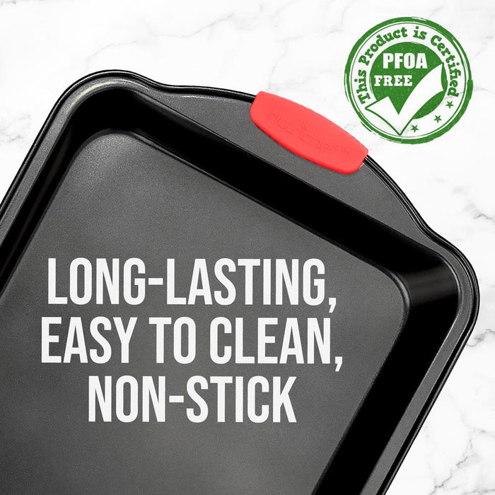 Non-Stick Baking Pan - Deluxe Nonstick Gray Coating Inside And Outside With Red Silicone Handles, Compatible With Models: Ncsbs10S, Ncsbs8S, Ncsbs6S (Black)