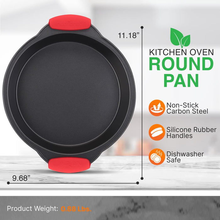 Non-Stick Round Pan - Deluxe Nonstick Gray Coating Inside & Outside With Red Silicone Handles, Compatible With Models: Ncsbs10S, Ncsbs8S, Ncsbs6S (Black)