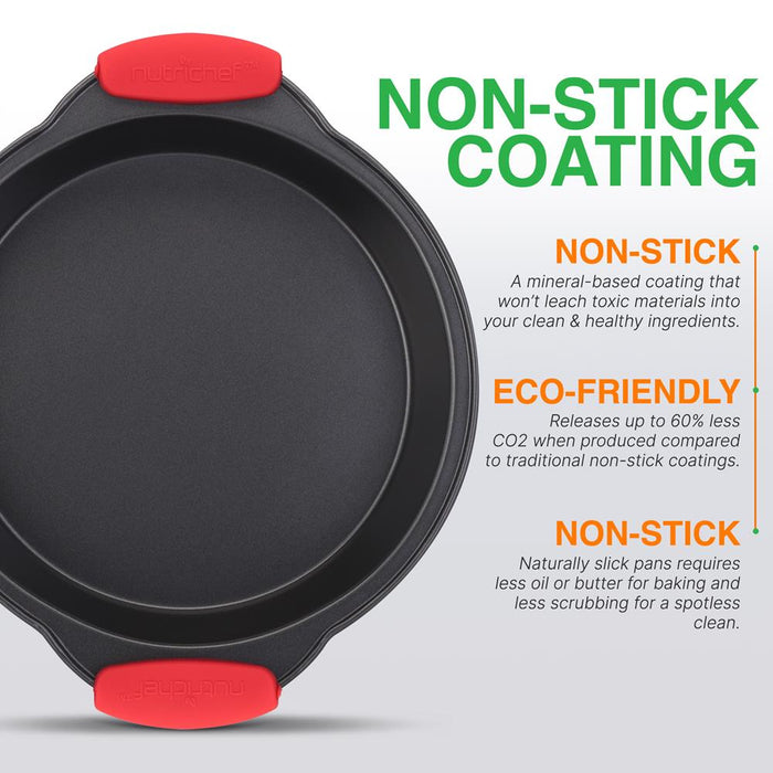 Non-Stick Round Pan - Deluxe Nonstick Gray Coating Inside & Outside With Red Silicone Handles, Compatible With Models: Ncsbs10S, Ncsbs8S, Ncsbs6S (Black)