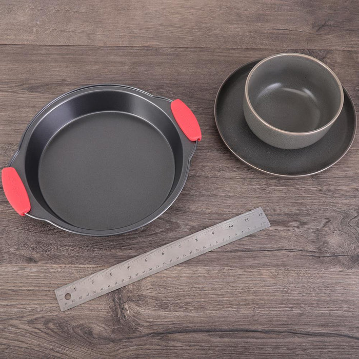 Non-Stick Round Pan - Deluxe Nonstick Gray Coating Inside & Outside With Red Silicone Handles, Compatible With Models: Ncsbs10S, Ncsbs8S, Ncsbs6S (Black)