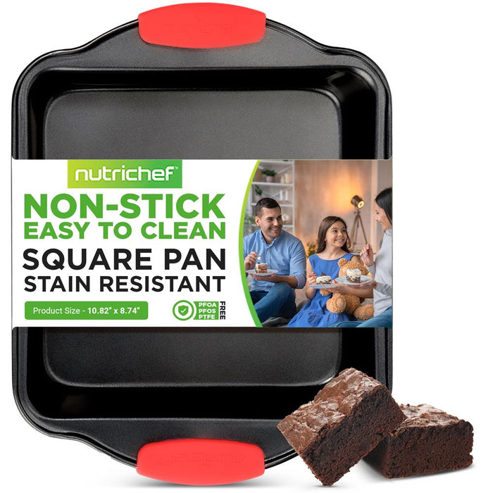 Non-Stick Square Pan - Deluxe Nonstick Gray Coating Inside And Outside With Red Silicone Handles, Compatible With Models: Ncsbs10S, Ncsbs8S, Ncsbs6S (Black)