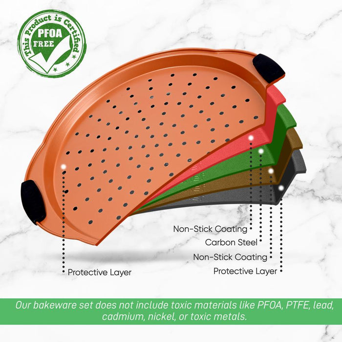 Non-Stick Pizza Pan - Flexible Nonstick Carbon Steel With Black Silicone Handles, Compatible With Models: Ncsbs54S, Ncsbs52S (Copper)