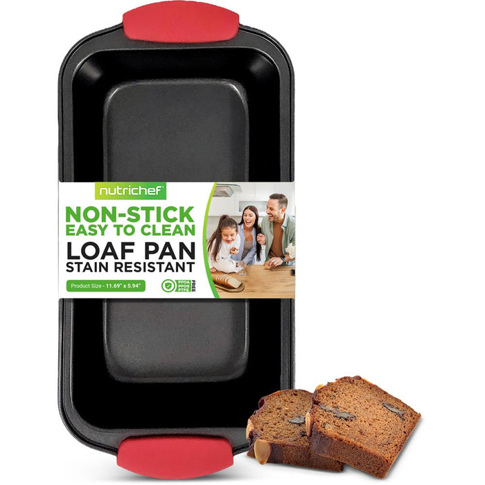 Non-Stick Loaf Pan - Deluxe Nonstick Gray Coating Inside And Outside With Red Silicone Handles, Compatible With Models: Ncsbs10S, Ncsbs8S, Ncsbs6S (Black)