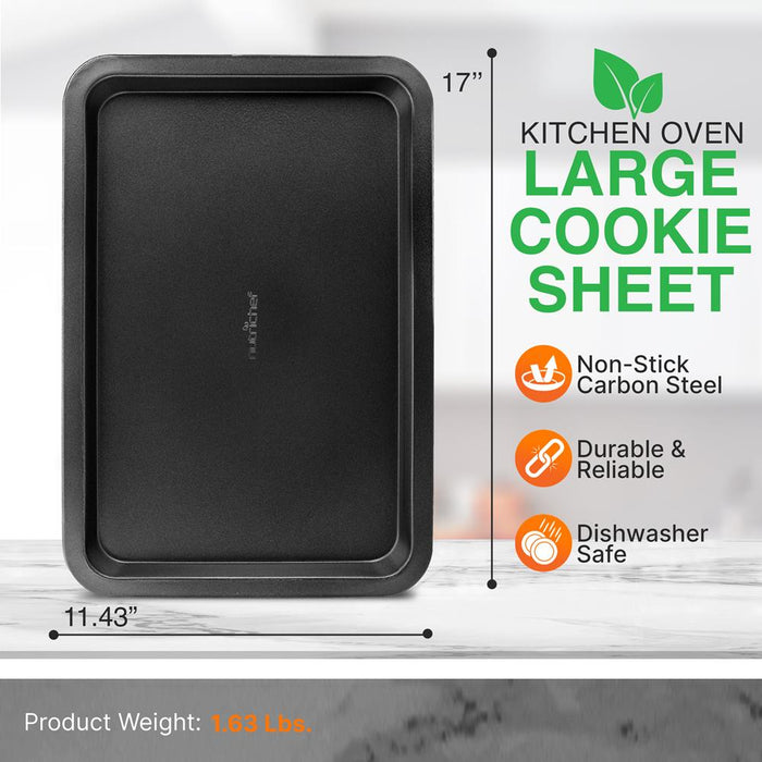 Large Cookie Sheet - Non-Stick Bake Trays With Black Coating Inside & Outside, Compatible With Model: Nczk3B (Gray)