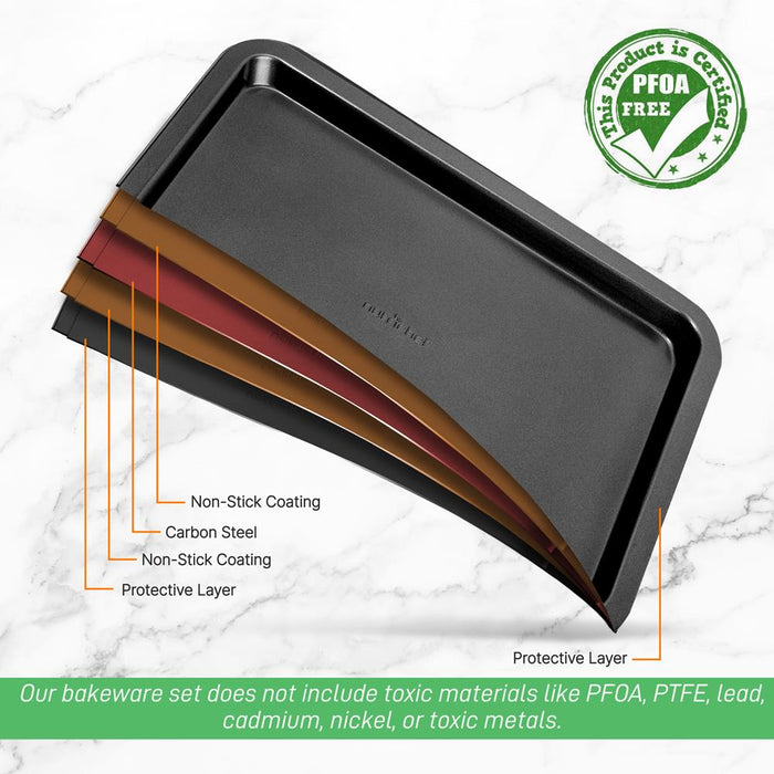 Large Cookie Sheet - Non-Stick Bake Trays With Black Coating Inside & Outside, Compatible With Model: Nczk3B (Gray)