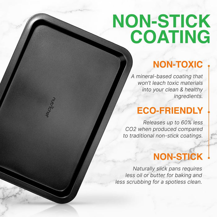 Large Cookie Sheet - Non-Stick Bake Trays With Black Coating Inside & Outside, Compatible With Model: Nczk3B (Gray)