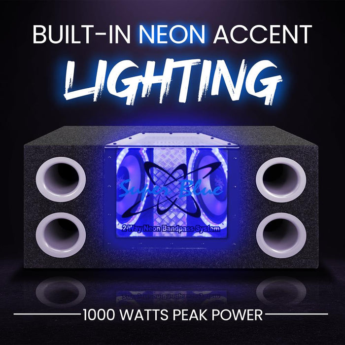 Dual 10'' 1000 Watt Bandpass Speaker System W/Neon Accent Lighting