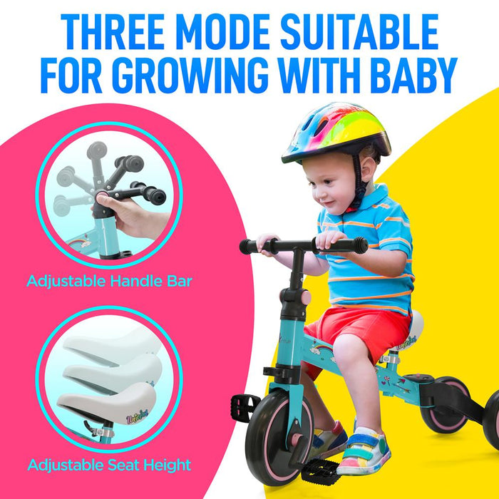 3 In 1 Kid Tricycles/Toddler Bike - Cute Toddler Bike For 10-36 Months Kids W/ Adjustable Seat Height And Removable Pedals