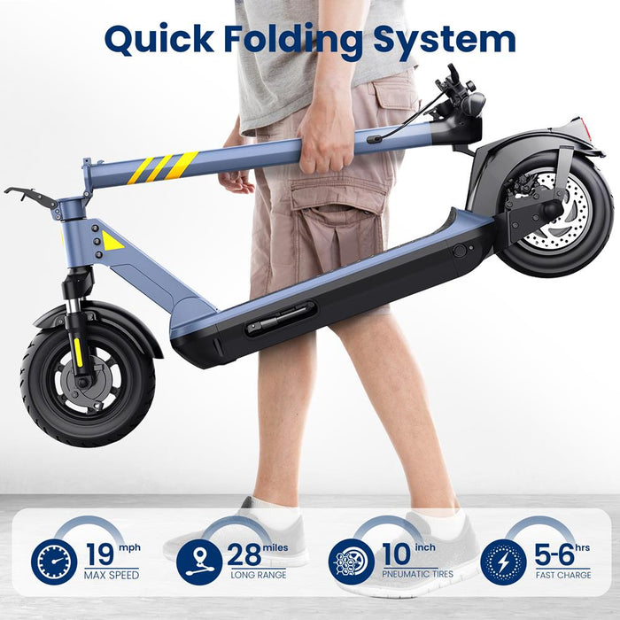 10 Inch Foldable Electric Scooter - Upgraded Pneumatic Tire Foldable Commuter, Suitable For Adult