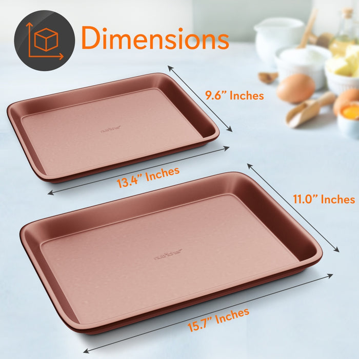 Kitchen Oven Baking Pans - Deluxe Non-Stick Cookie Sheet Bakeware (2-Piece)