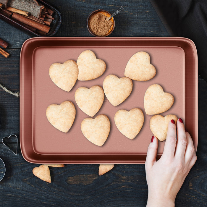 Kitchen Oven Baking Pans - Deluxe Non-Stick Cookie Sheet Bakeware (2-Piece)