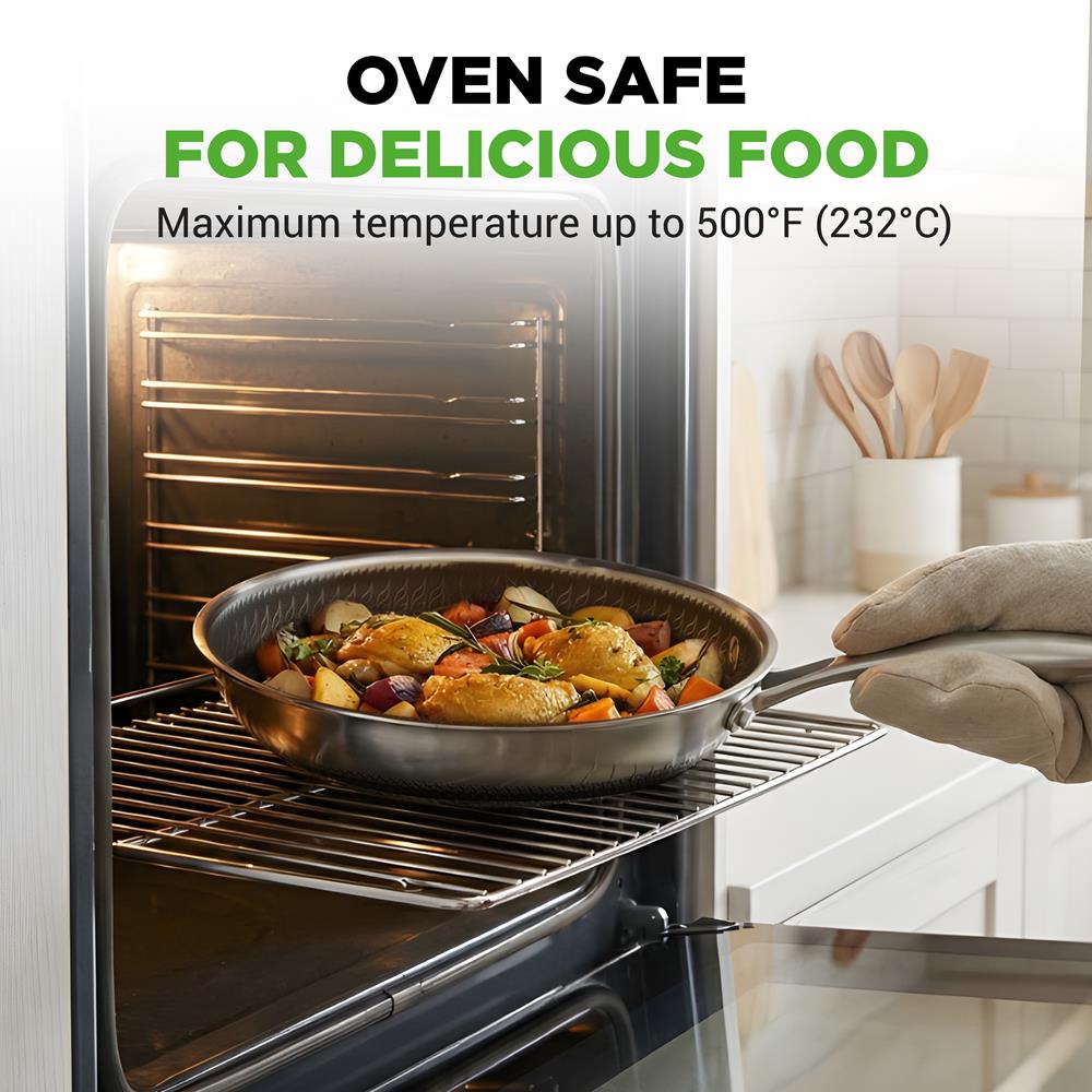 6-Piece Non-Stick Frying Pan Set, Quick Heat, Tri-Ply Stainless