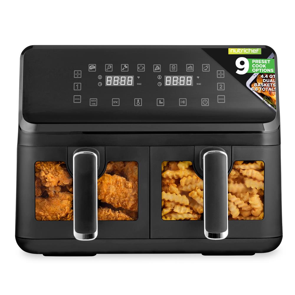 キッチン家電 NON OIL FRYER 4.4Qt Dual Basket Air Fryer - Customized Digital Display Electric