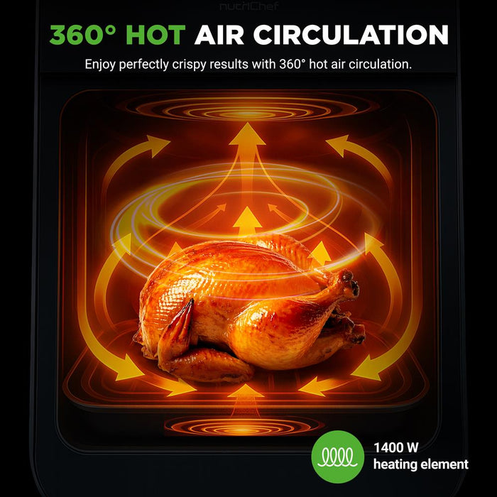 6L Electric Air Fryer & Steamer, 12 Presets, Transparent Window