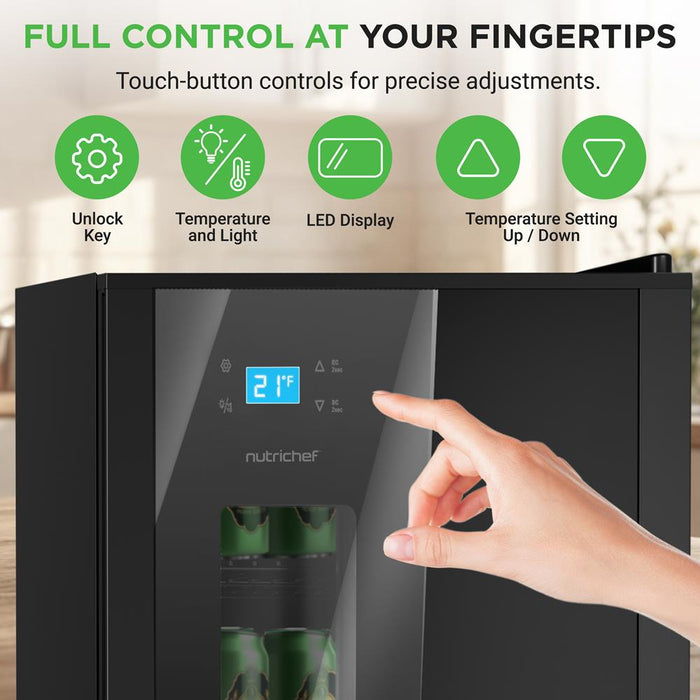 Beer Fridge 108-Can Capacity Glass Door Adjustable Temp Control