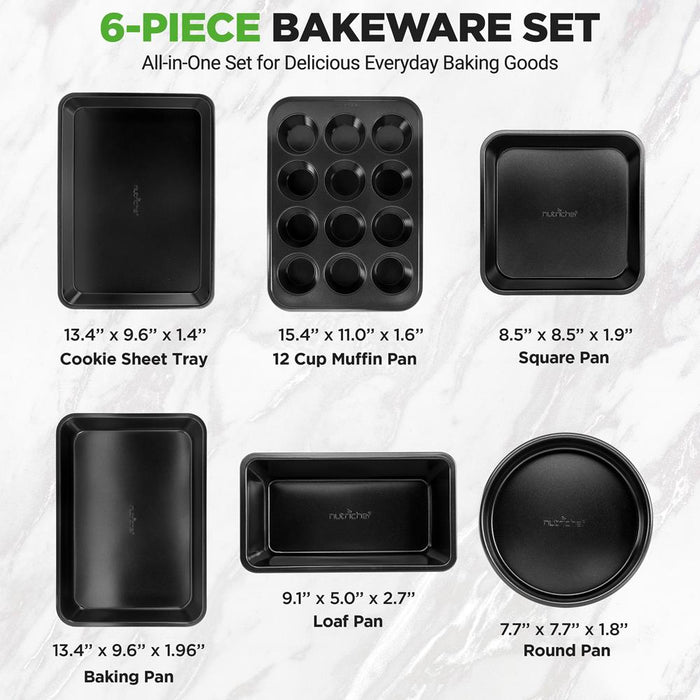 Stackable Non-Stick Bakeware Set, Easy Release Carbon Steel, Black