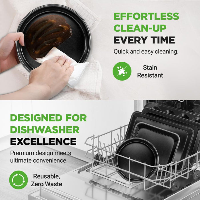 Stackable Non-Stick Bakeware Set, Easy Release Carbon Steel, Black