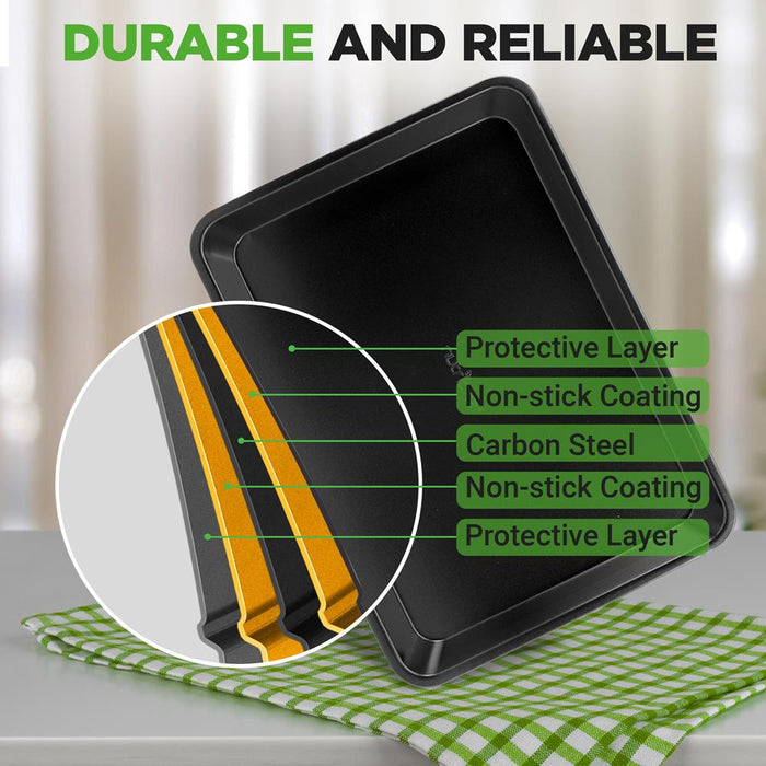 Stackable Non-Stick Bakeware Set, Easy Release Carbon Steel, Black