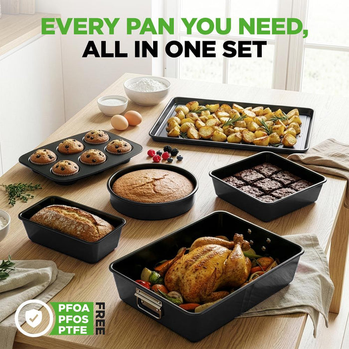 8-Piece Nonstick Bakeware Set - Easy Clean Carbon Steel, Stackable
