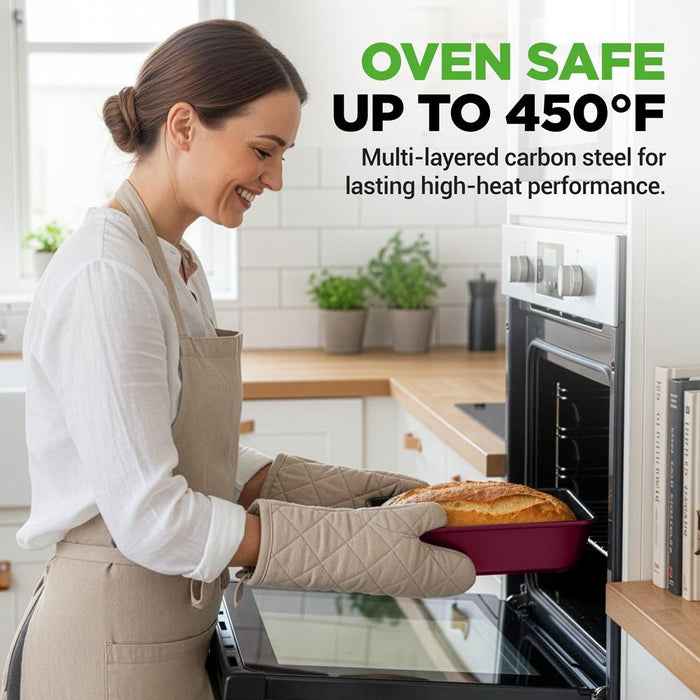 8-Piece Nonstick Bakeware Set - Space-Saving Stackable Design, Purple