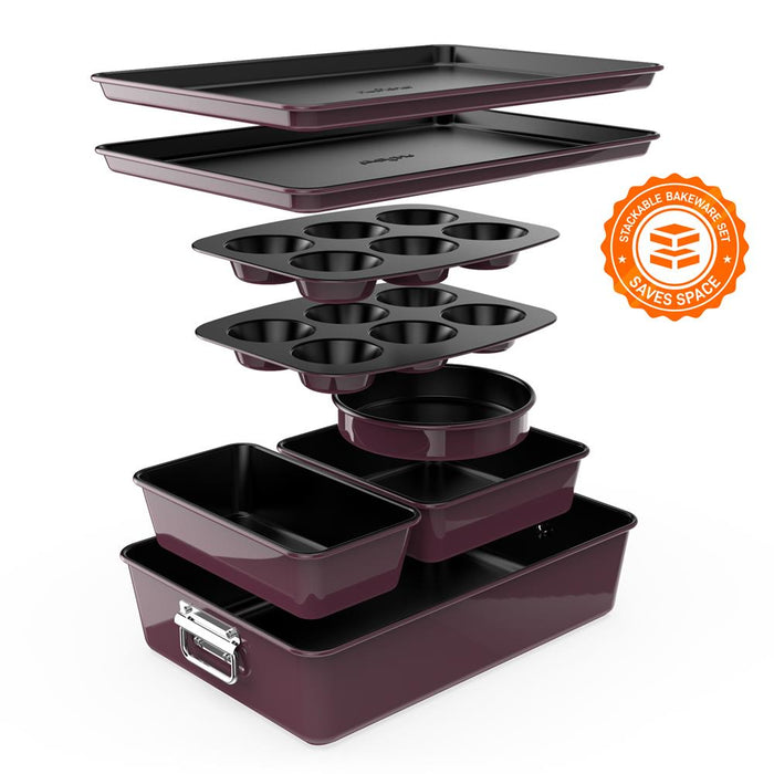 8Pcs. Stackable Carbon Steel Bakeware Sets Non Stick Coating Bake T NutriChef Kitchen