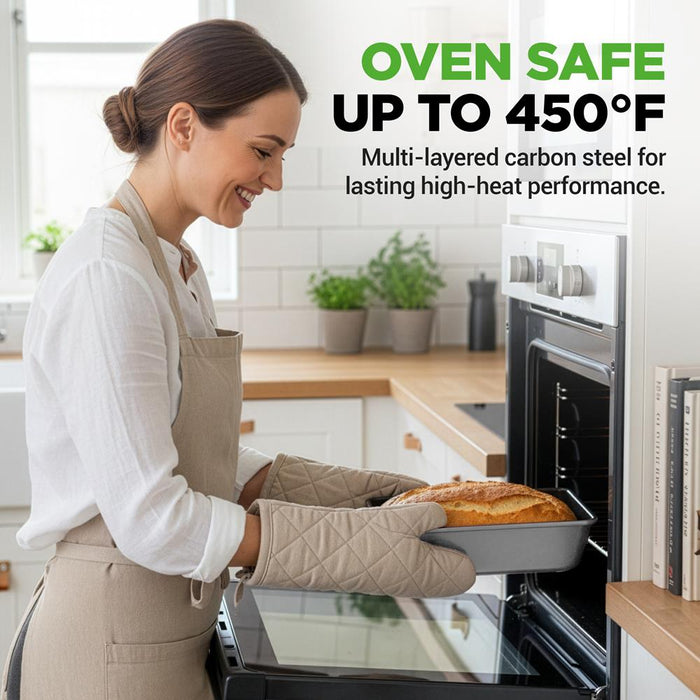 8-Piece Nonstick Bakeware Set - Space-Saving Carbon Steel, Gray