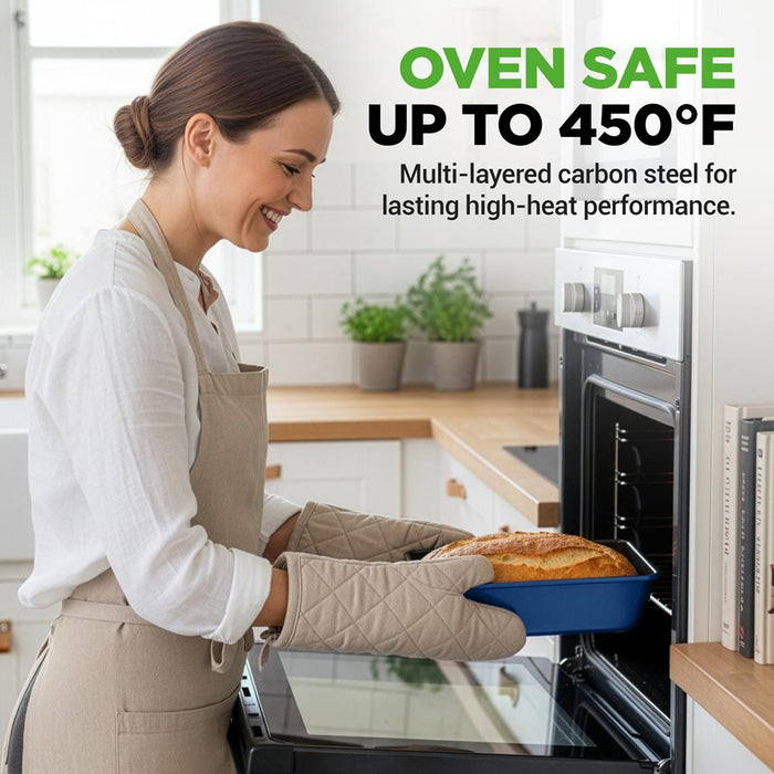 8-Piece Nonstick Bakeware Set - Space-Saving Carbon Steel, Blue