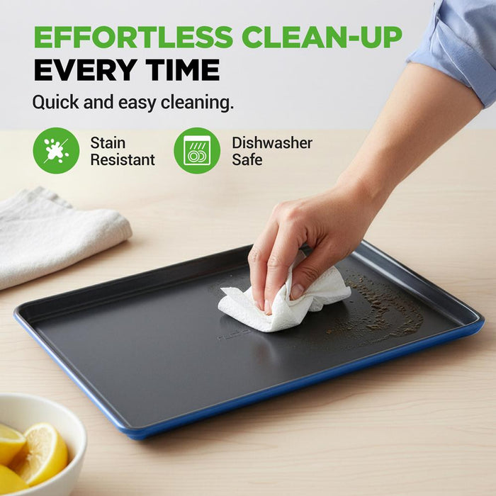 8-Piece Nonstick Bakeware Set - Space-Saving Carbon Steel, Blue