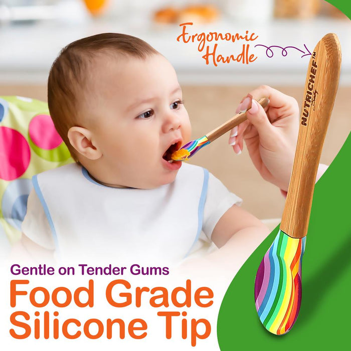 Rainbow Bamboo Dinnerware Set With Silicone Suction For Kids