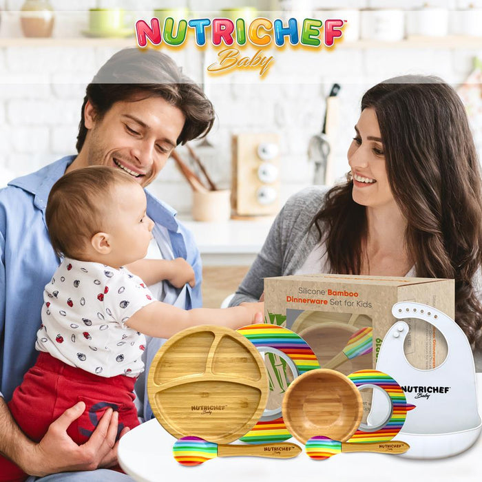 Rainbow Dinnerware Set With Bibs For Kids