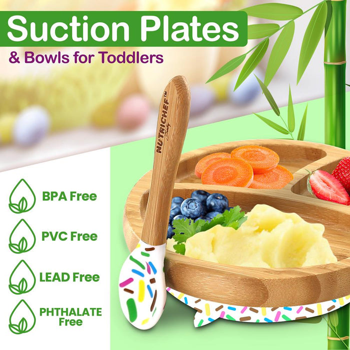 Sparkle Bamboo Dinnerware Set With Silicone Suction And Bibs For Kids