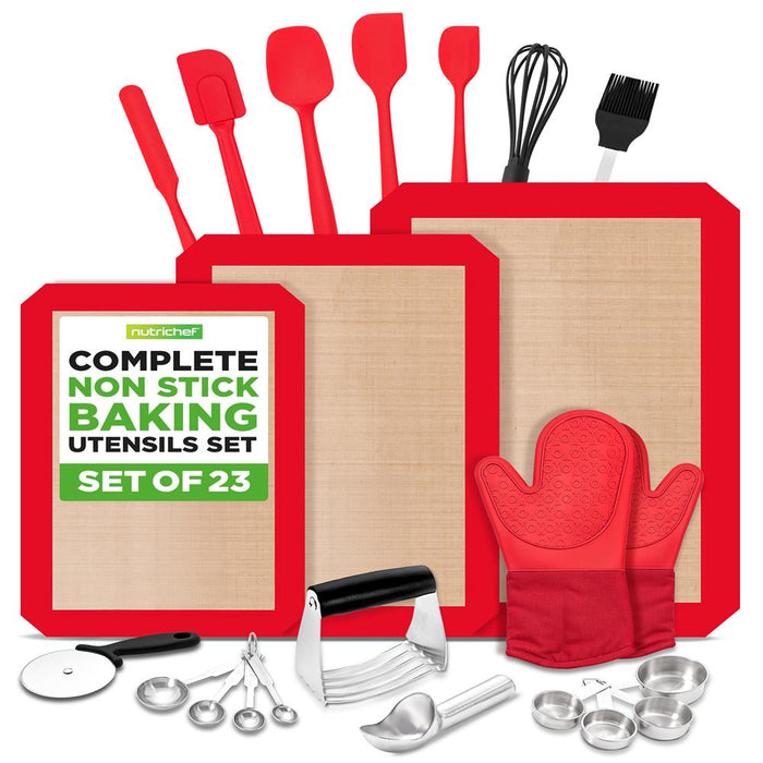 23-Piece Baking Utensil Set - Versatile, Silicone, Red