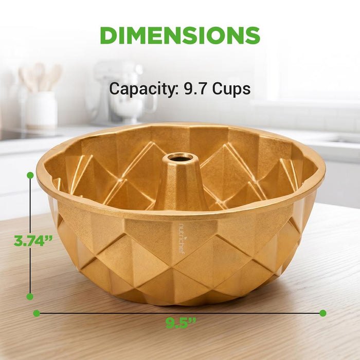 9" Cake Pan - Uniform Baking, Nonstick Thick and Heavy Cast Aluminum, Gold