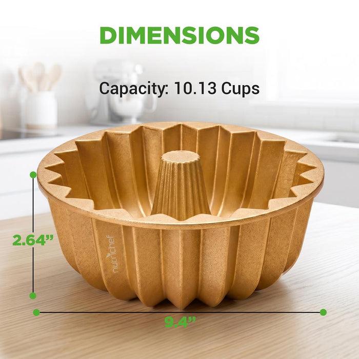 9" Cake Pan - Uniform Baking, Nonstick Cast Aluminum, Gold