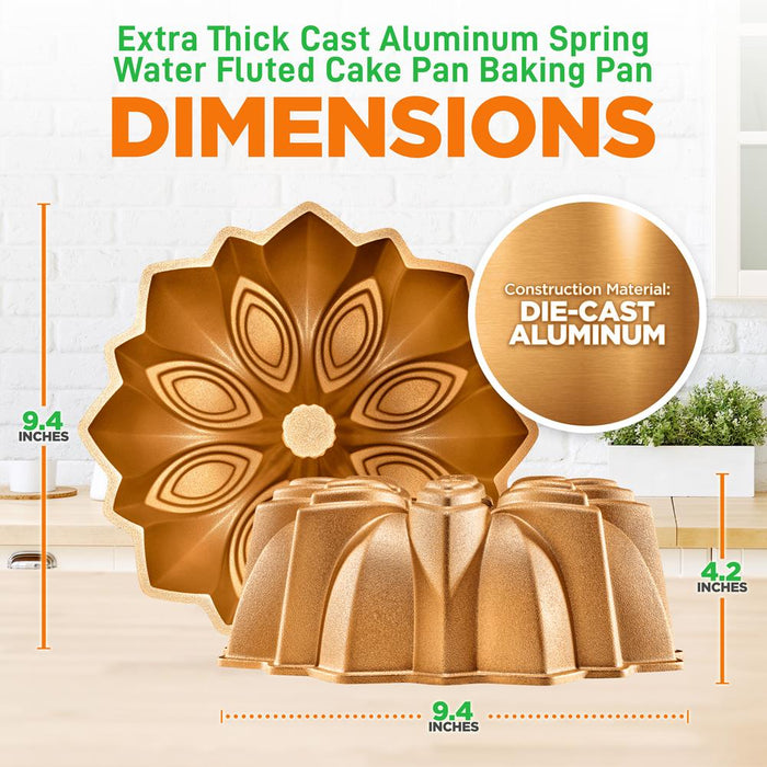 Extra Thick Cast Aluminum Bloom Fluted Cake Pan Baking Pan, 2 Layers Non-Stick Coating For Easy Release, Baking Supplies