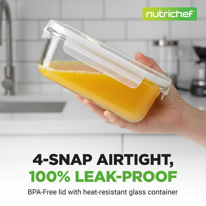 10-Piece Superior Glass Food Storage Containers Set - Stackable Design, Newly Bpa-Free Airtight Clear Locking Lids With Vent Lids & White Air Hole