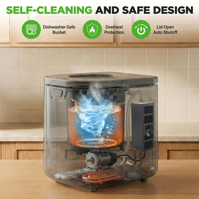 Electric Kitchen Composter 4L, Self-Cleaning, Odorless & Low Noise, Turning Food Waste Into Fertilizer (Gray)