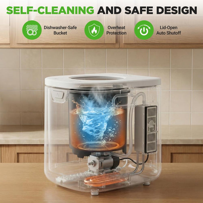 Electric Kitchen Composter 4L, Self-Cleaning, Odorless & Low Noise, Turning Food Waste Into Fertilizer (White)