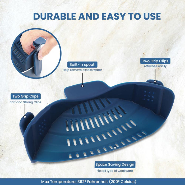 Silicone Clip-On Strainer - Hands-Free Heat Resistant Drainer, Works With Models: Nccw14Sblu & Nccw20Sblu