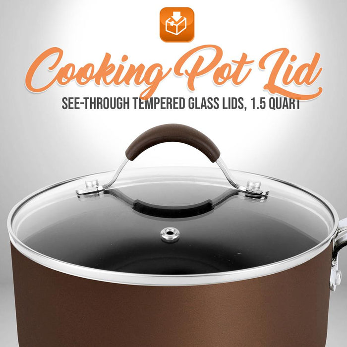 Cooking Pot Lid - See-Through Tempered Glass Lids, 1.5 Quart (Works With Models: Nccw14Sbr & Nccw20Sbr)