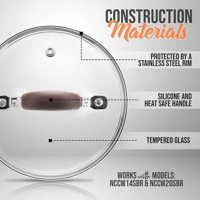 Cooking Pot Lid - See-Through Tempered Glass Lids, 1.5 Quart (Works With Models: Nccw14Sbr & Nccw20Sbr)