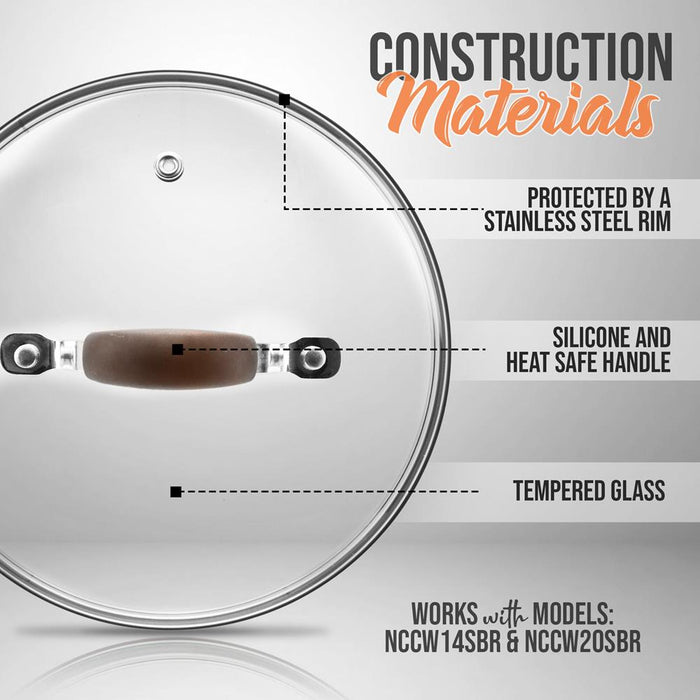 Cooking Pot Lid - See-Through Tempered Glass Lids, 2.5 Quart (Works With Models: Nccw14Sbr & Nccw20Sbr)