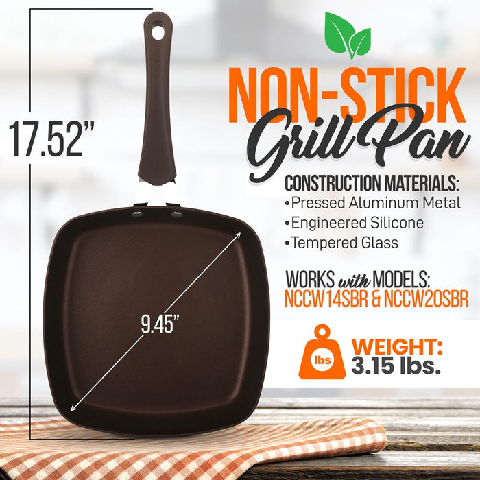 9.45'' Grill Pan - Non-Stick High-Qualified Kitchen Cookware, (Works With Models: Nccw14Sbr & Nccw20Sbr)